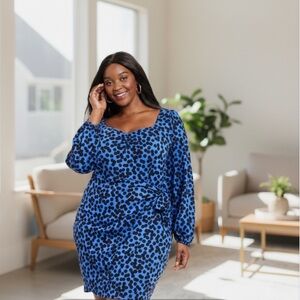 Ava & Viv Blue Polka Dot Dress Size 3X Excellent Condition.